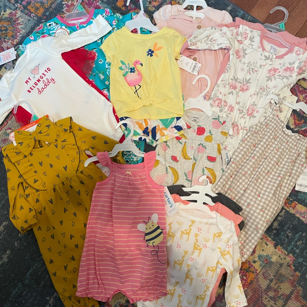 Lot of NWT Baby Girl clothes 6-9 months Carters, Walmart, Target